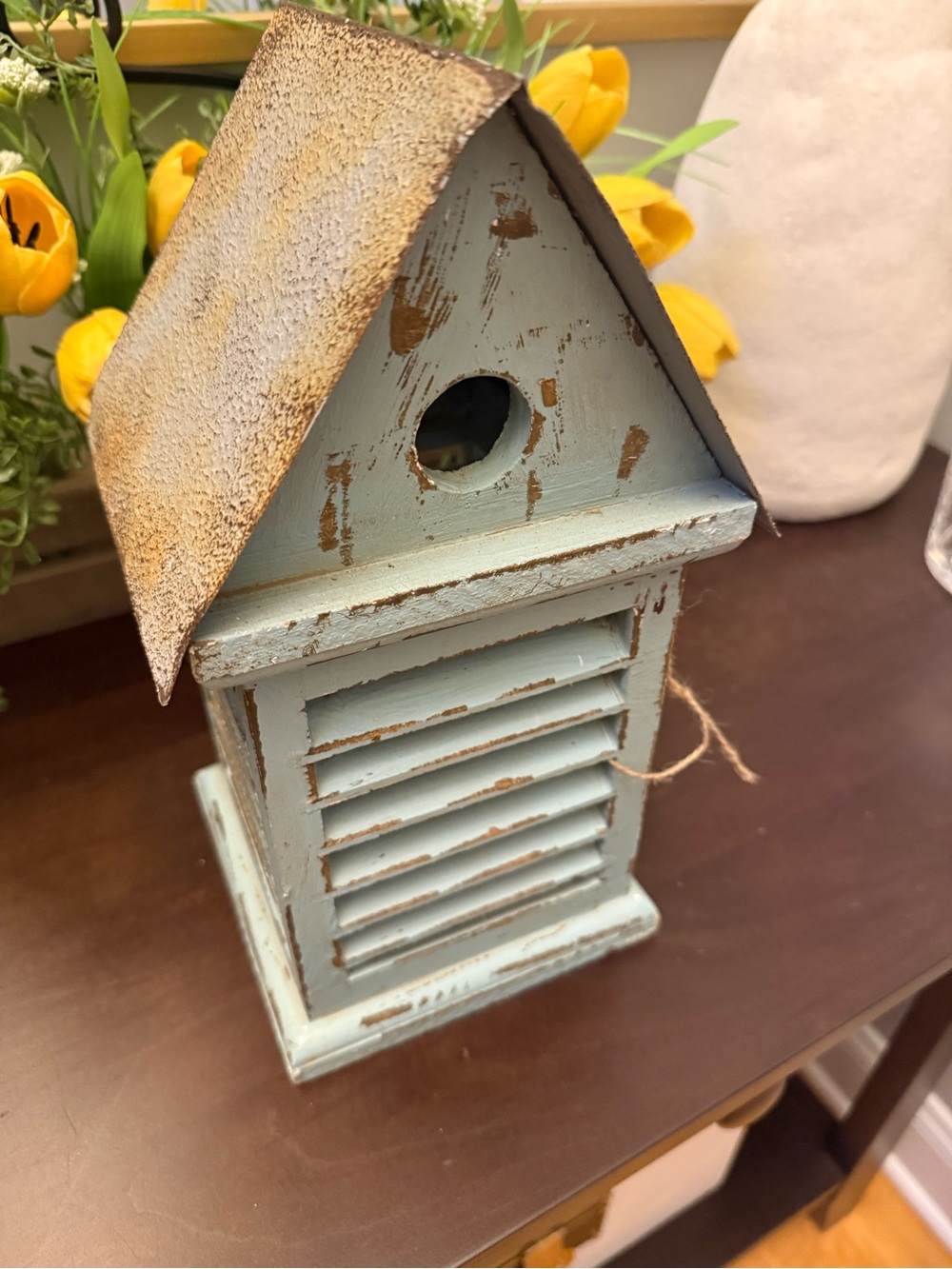 Rustic Blue Decorative Birdhouse Accent - Unbranded